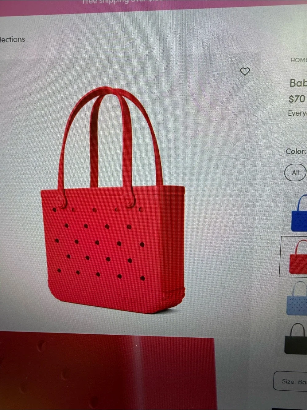 BOGG BAG Red Perforated Tote (Medium Bag)